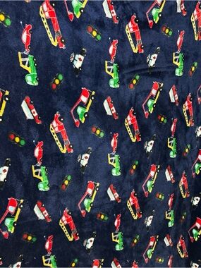 Mainstays Navy Blanket with Red, Green, Yellow Car Print